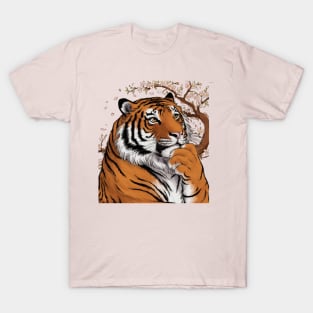 Wistful Tiger Japanese Art Print T-Shirt